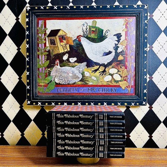 Folk Art British by Anna Pugh “Peggety and Mrs Chicky” Large Scale 23” Framed - Picture 14 of 17